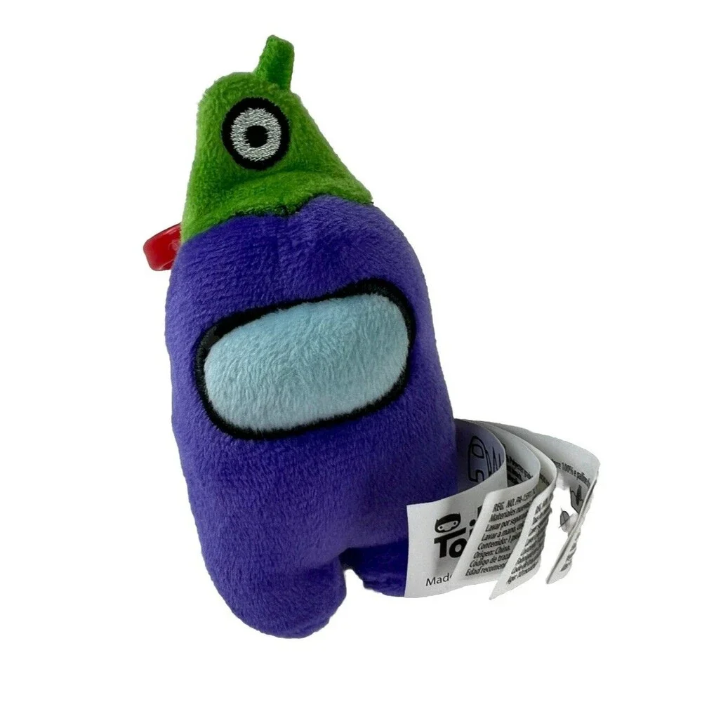 Amoung Us Purple Crewmate HeadSlug Hat Plush Toy Keychain Key Ring Bag Charm 6”